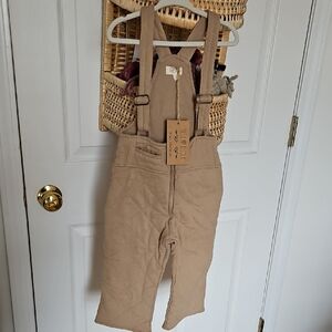 Tan Kids Cotton Quilted Jumpsuit